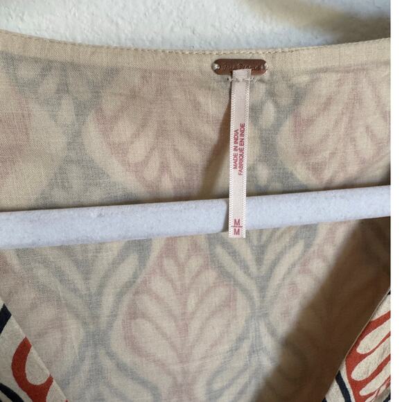 Free People Gia Shift Dress Size Medium Floral Geometric Pattern Lace-Up‎ Fall - Picture 5 of 13